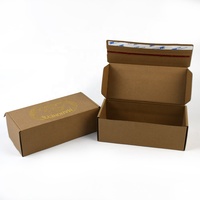 Caja de Cartón Corrugado Plegable Marrón con Logotipo Personalizado Estampado en Relieve y Tira de Apertura para Envíos, Ideal para Cosméticos, Artículos Pequeños y Embalaje de Regalos