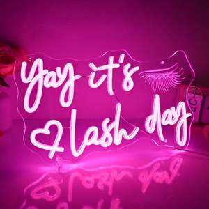Luce per camera ciglia Nail Studio salone di bellezza rosa LED muro segno ragazza Yay è giorno ciglia insegne al Neon - Product Image 6