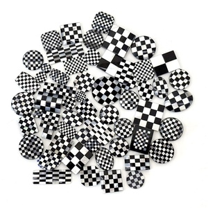 <span class=keywords><strong>Pierre</strong></span> naturelle Onyx noire et mère de perle, pour boutons de manchette, en mosaïque - Product Image 3