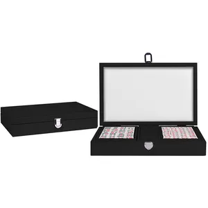 PU deri kutu ile özel lüks amerikan Mahjong seti yetişkin için 166 adet Mahjong seti