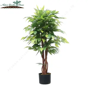 Garden Tree Plants Wholesale Plastic Ficus Fake Green Tree Garden Decoration Artificial Banyan Ornamental Plant