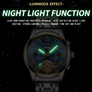 Montre FNGEEN pour homme, style business tendance, tourbillon, quartz, acier inoxydable, multifonctionnelle, non mécanique, 30 m d'étanchéité - Product Image 5