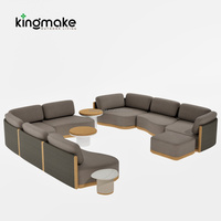 Canapé modulaire moderne de luxe, imperméable, en teck, ensemble de salon de jardin pour hôtel, patio et balcon, meubles d'extérieur