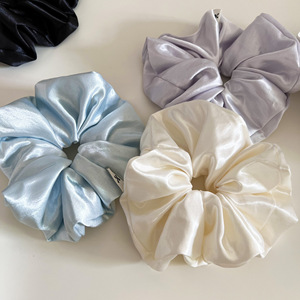 En gros, Grand chouchou en satin brillant de qualité supérieure, style décontracté, couleur unie, accessoire de cheveux élégant - Product Image 2