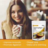 Thé aux herbes citron-gingembre OEM 28 jours, sans OGM, sans gluten, sans sucre, détoxifiant, amincissant, soutien immunitaire, aliment santé, thé en sachet