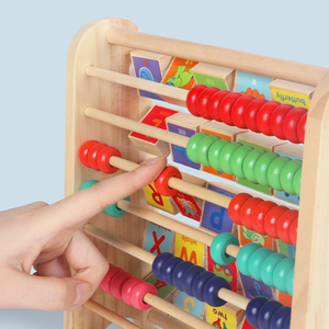 Tableau d'apprentissage 2-en-1 en <span class=keywords><strong>bois</strong></span> : Abaque et tableau alphabétique Montessori pour l'éducation précoce des tout-petits – Jouet STEM pour les opérations numériques - Product Image 2