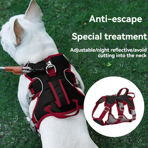 Arnés para perros sin correa, chaleco ajustable transpirable suave, patrón sólido reflectante para entrenamiento, etiqueta de identificación, comodidad pequeña, mediana y grande - Product Image 2