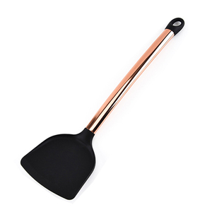 Rose Gold Stainless Steel Solid Handle Kitchen Slotted Turner Silicone Cooking <strong>Spatula</strong> - Product Image 1