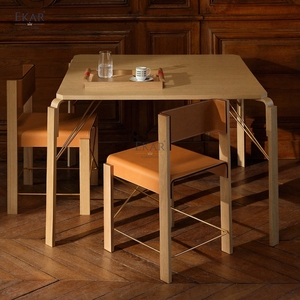 Ekar <span class=keywords><strong>Kael</strong></span> Ăn Uống Hiện Đại Ghế Sang Trọng Fusion Rắn Gỗ Da Kim Loại Cho Nhà Khách Sạn Biệt Thự Thoải Mái tựa Lưng - Product Image 4