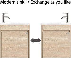 Meuble <span class=keywords><strong>de</strong></span> salle <span class=keywords><strong>de</strong></span> bain moderne suspendu avec lavabo et armoire <span class=keywords><strong>de</strong></span> rangement en MDF et finition laquée - Product Image 5