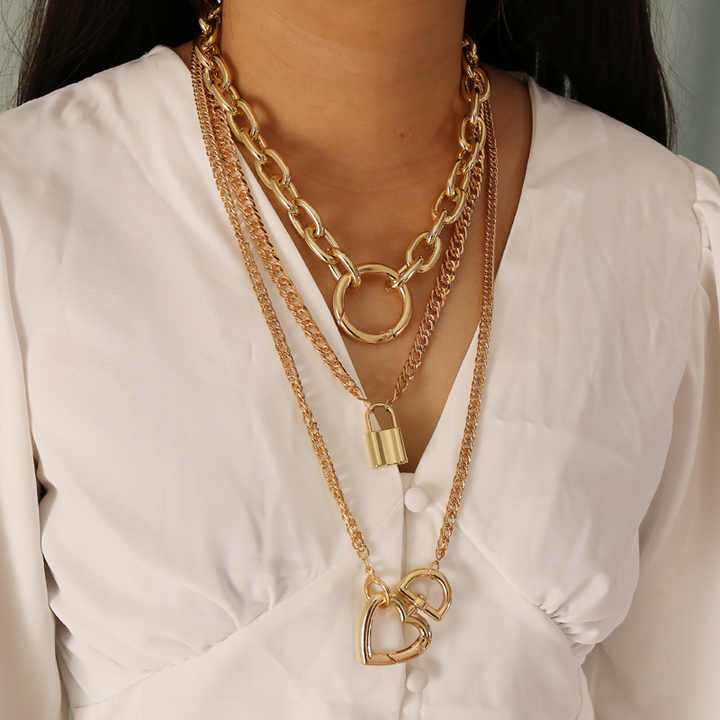 Big Chain Necklace For Women Party Jewelry Fashion Heart