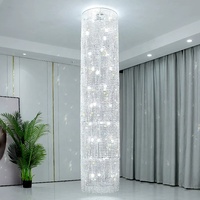 Lustre en cristal LED pour escalier long, salon, salle à manger, villa, duplex, lampe suspendue pour hall d'entrée, mariage, hôtel, restaurant