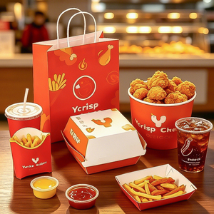 Caja de Papel Personalizada para Comida para Llevar, Pollo Frito, Hamburguesas, Pescado y Patatas Fritas, Caja de Embalaje para Comida Rápida - Product Image 5