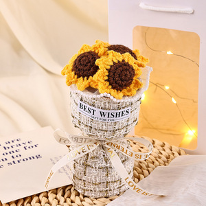 Bouquet de fleurs artificielles créatives style fil à tricoter, petites roses et tournesols, idéal pour les fêtes, vente en gros - Product Image 6
