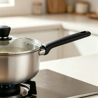 Casserole en acier inoxydable avec couvercle en verre, pot de cuisson multi-usages compatible avec les cuisinières à gaz, électriques et à induction