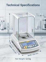 Balance analytique numérique motorisée de laboratoire Veidt Weighing MK 500g 0.001g avec plateau haut, capteur LCT, pare-brise en verre et acier inoxydable