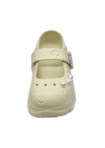 Zoccoli con plateau e perle stile Mary Jane per donne e ragazze, estivi, morbidi, leggeri, con punta tonda e suola in EVA, taglia 16 - Product Image 1