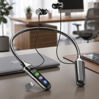 Écouteurs intra-auriculaires à tour de cou 5.4 avec indicateur de batterie LED, faible latence, son stéréo, basses puissantes, pour le gaming, la musique, la course en extérieur, IPX4
