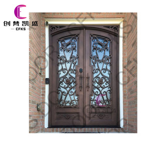 Büyük giriş güvenlik dayanıklı kaliteli ön kapı lüks Modern antika tasarım ferforje antika giriş kapı düşük fiyat - Product Image 3