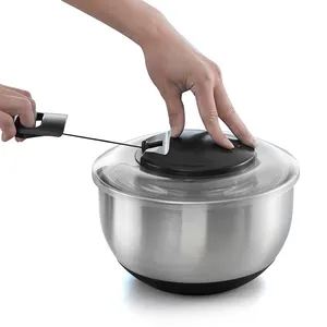 Salat Spiner Küchen salat Werkzeuge Gadgets 5l Edelstahl Hand Push Salat Spinner Salats chleuder