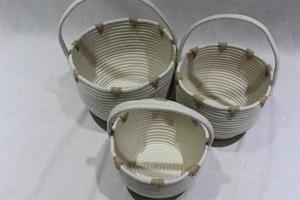 High Quality Best Price Set 3 Eco-Friendly Folding Multifunction Cotton <strong>Rope</strong> <strong>Storage</strong> <strong>Baskets</strong> Small Object Container Gift <strong>Basket</strong> - Product Image 2
