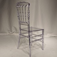 Chaise de banquet en plastique transparent avec dossier tourné sculpté, chaise empilable en plastique transparent pour mariage, hôtel, événement de luxe, fête