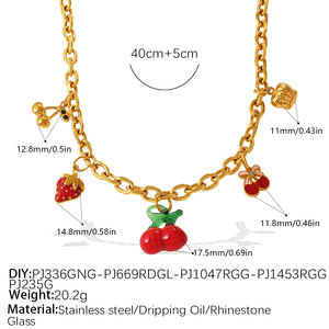 Conjunto de Joyería con Dijes de Frutas, Acero Inoxidable, Chapado en Oro, Collar, Pulsera y Aretes, Regalo para Mujer - Product Image 5