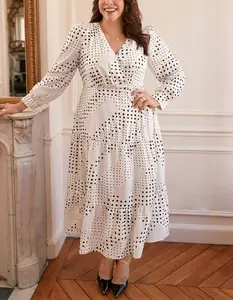 New Europe And The United States Cross-Border Large Size Women's Long Sleeved Fat Dress