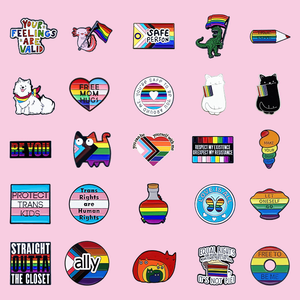 25 styles de boutons <span class=keywords><strong>LGBT</strong></span> personnalisés, série de broches mignonnes LGBTQ, épingles de revers en métal émaillé avec lettres et animaux - Product Image 3