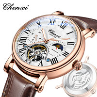 Montre mécanique Chenxi haut de gamme, entièrement automatique, à cadran ajouré, lumineuse, étanche 30M, boîtier en alliage