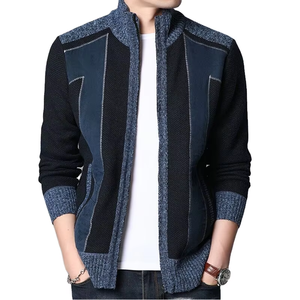 Veste élégante unie à col montant et manches longues pour homme, en tricot, avec fermeture éclair – Nouvelle collection en promotion - Product Image 1