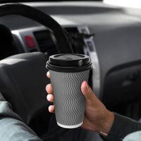 Lot de 100 gobelets à café jetables en papier épais de 16 oz, anti-fuite, avec couvercles, parois ondulées, isolation thermique pour boissons chaudes et froides