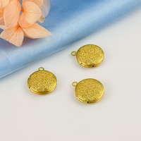 Laiton brut rond fleur médaillon photo pendentif accessoires en métal collier pour femmes filles en gros