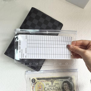 Tas penyimpanan amplop anggaran PVC transparan pengatur tagihan 6 lubang promosi tas penyimpanan amplop uang saku ritsleting amplop uang - Product Image 3