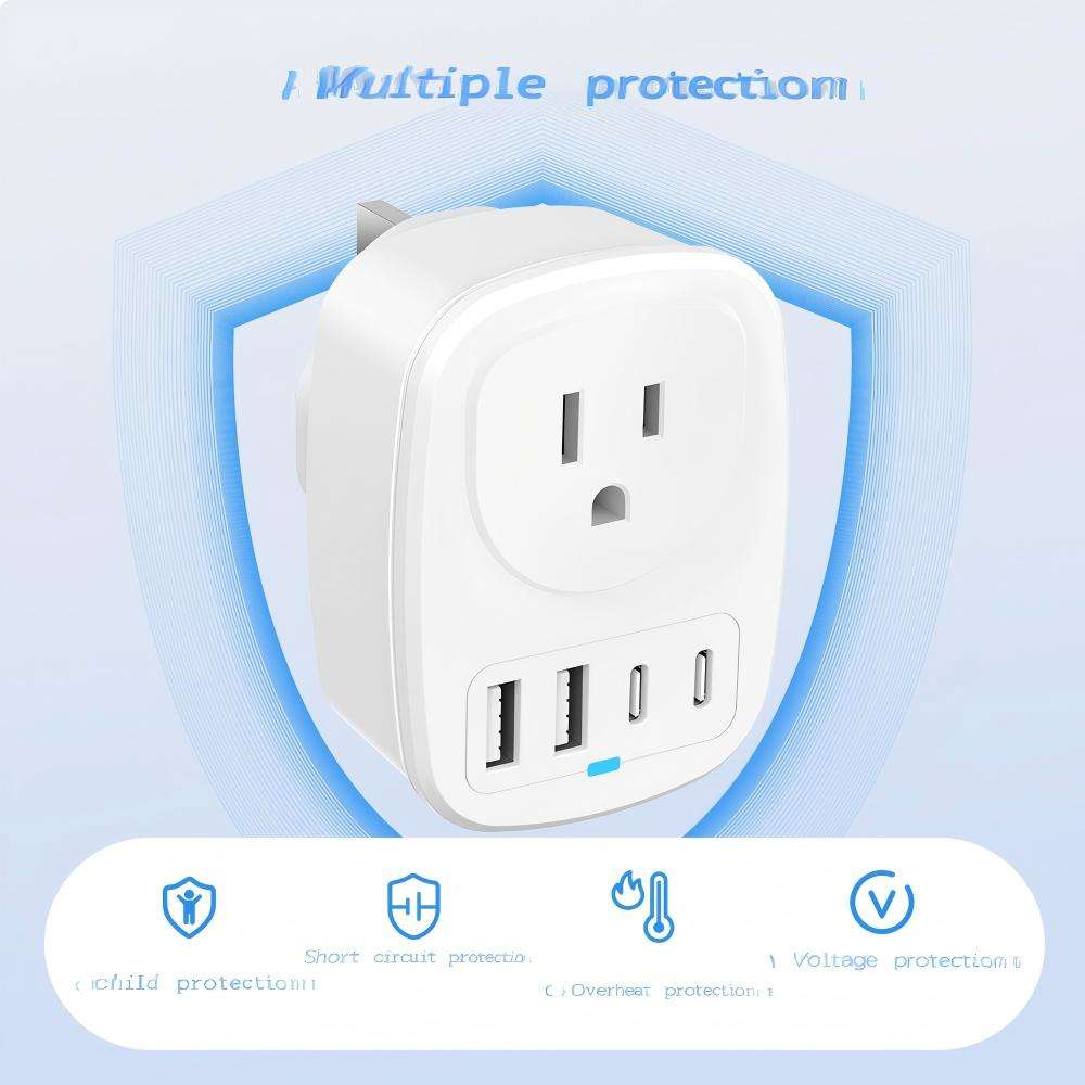 HONPNK Universal Plug Adapter Travel Essentials From Type A/B to BS for India Pakistan Singapore UK Kenya