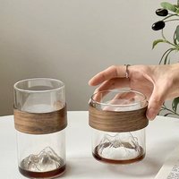 Creative Vintage Mountain View fait à la main boire tasse en verre transparent isolation thermique oreille suspendu Latte thé café verrerie froide