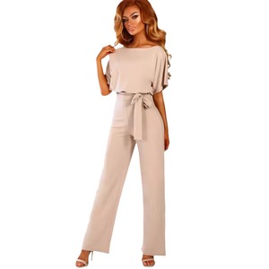 Nuova Tuta Elegante da Donna Primavera Estate, Casual Gialla, Tinta Unita con Lacci e Bottoni, Manica Corta - Product Image 4