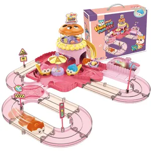 Children Plastic Funny Electric Happy Restaurant Tracks Slot Toy Electric Slot Rail Track Toys
