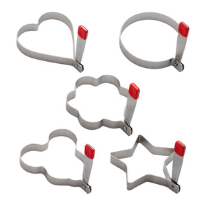 Coeur rond fleur étoile en forme de gros différentes formes antiadhésif en acier inoxydable anneau <span class=keywords><strong>oeuf</strong></span> moule avec poignée en Silicone - Product Image 5