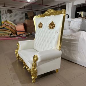 Simplicidad barato lujo oro blanco Hotel boda evento reposabrazos respaldo alto reina rey trono <span class=keywords><strong>silla</strong></span> - Product Image 2