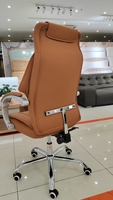 Chaise de bureau moderne en cuir PU à dossier haut, pivotante, avec accoudoirs fixes, réglable en hauteur/inclinable, pour visiteurs et réceptions