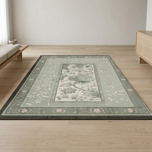 Tapis vintage lavable à poils ras, vert sauge, style Cottagecore, motif botanique, fabriqué à la machine, <span class=keywords><strong>pour</strong></span> salon, collection Provence - Product Image 5