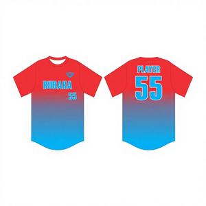 Camiseta de Béisbol de Manga Corta Personalizable al por Mayor con Impresión Digital por Sublimación, Talla Grande, Secado Rápido, Ropa Deportiva Transpirable - Product Image 1