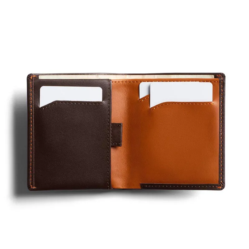 Minimalist Genuine Leather Wallet Slim Smart Design Wallet With Pull Strap