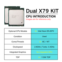 NOUVEAU Kit de carte mère serveur double socket X79 avec 2 processeurs Intel Xeon E5 2670, RAM ECC, carte mère double CPU X79