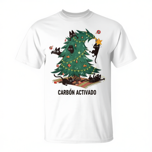 Camiseta con diseño de árbol de Navidad y gato, linda camiseta para amantes de los gatos navideños - Product Image 2