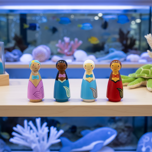 Juego <span class=keywords><strong>de</strong></span> Muñecas <span class=keywords><strong>de</strong></span> Madera con Pinzas, 4 Muñecas <span class=keywords><strong>de</strong></span> <span class=keywords><strong>Sirena</strong></span> Pintadas, Recuerdos <span class=keywords><strong>de</strong></span> Madera, Regalos - Product Image 1