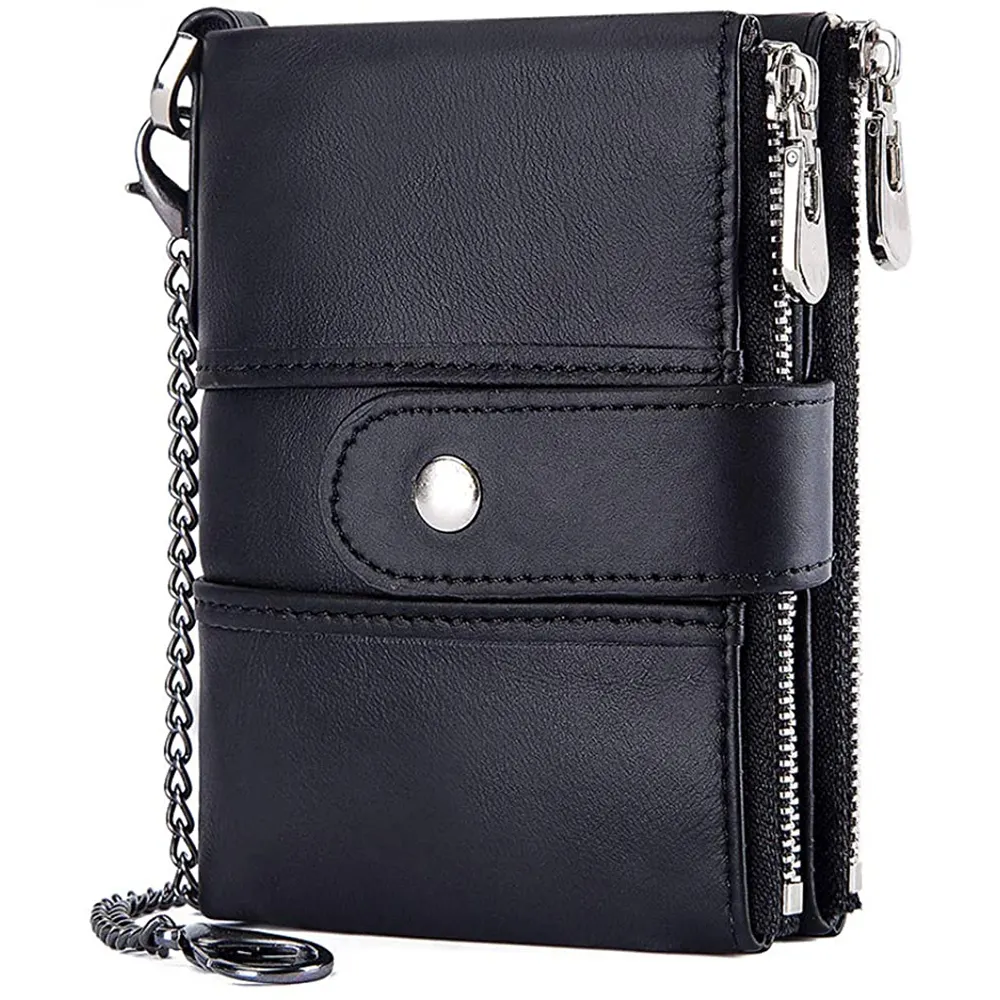 MHF High Quality Latest Design Men's Wallet RFID Leather Wallets with Chain for Men.