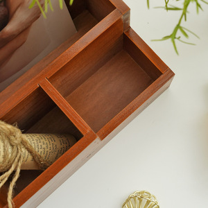 <strong>Remote</strong> <strong>Control</strong> <strong>Storage</strong> Box Creative Multi-Functional Single Wooden <strong>Storage</strong> Zakka Vintage Solid Wood Office Desktop Pen Holder - Product Image 4