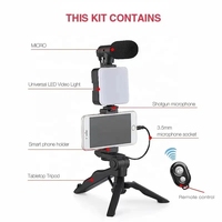 Kit vidéo portable pour téléphone avec trépied pieuvre, éclairage LED, microphone, trépied, éclairage vidéo, perche à selfie